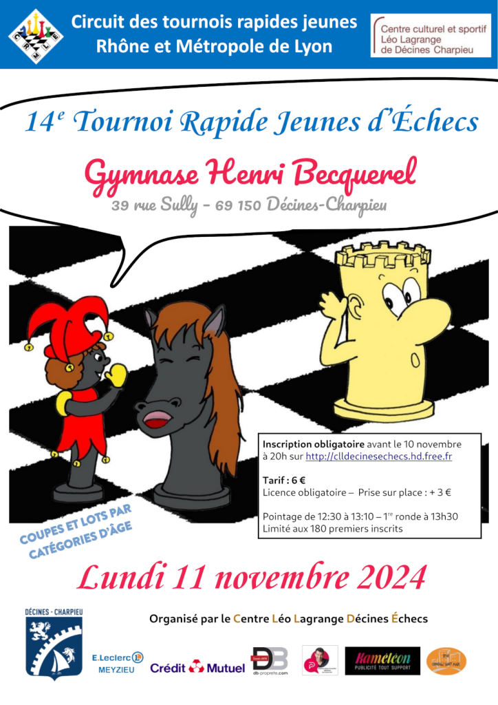 14ᵉ Tournoi Rapide Jeunes de Décines @ Gymnase Henri Becquerel